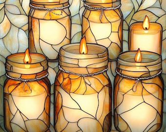 Stained Glass Window Door Film Frosted | PVC Free | Reusable Eco Friendly | Custom size | Candles