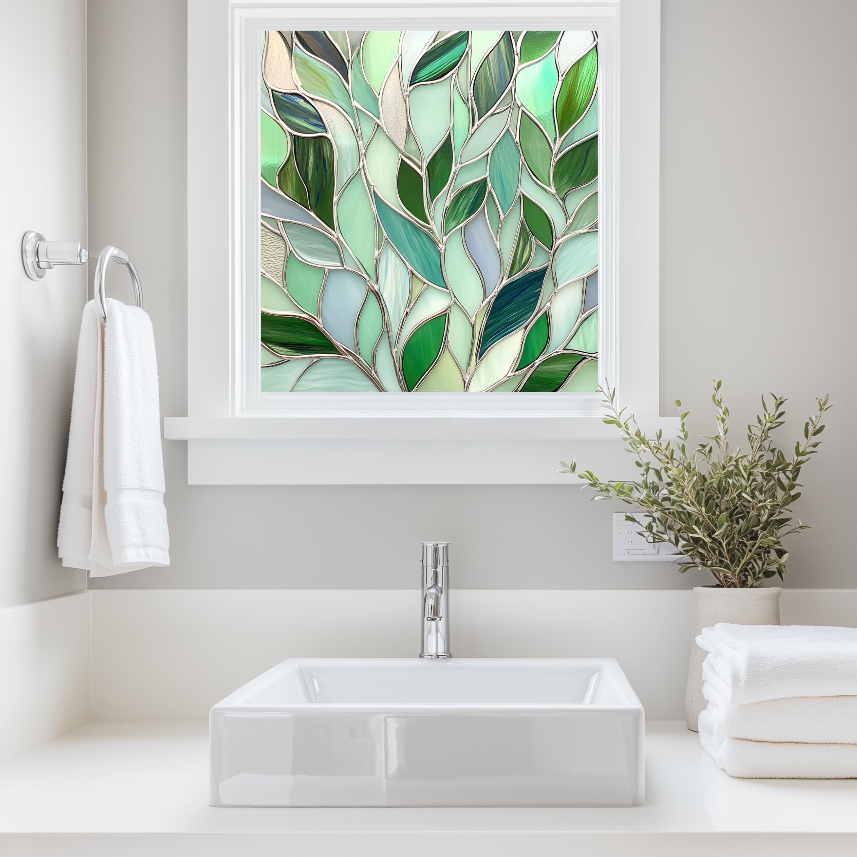 Green Leaves Stained Glass Window Film | Custom Size, Privacy - Etsy