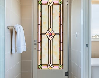 Stained Glass Window Door Film Frosted | PVC Free | Custom size | Pink Pastel Art Deco Design