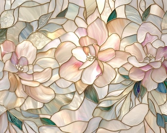 Stained Glass Window Door Film Frosted | PVC Free | Custom size | Pearl Floral Pastel