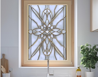 Art Deco Stained Glass Window Film: Frosted Privacy, Reusable, Eco-Friendly | PVC Free | Window Decal Frosted Stained Glass Classic