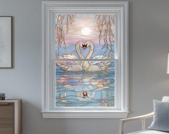Stained Glass Window Door Film Frosted | PVC Free | Custom size | Swan