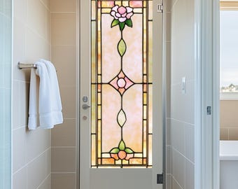 Stained Glass Window Door Film Frosted | PVC Free | Custom size | Pink Pastel Art Deco Design
