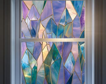Stained Glass Window Door Film Frosted | PVC Free | Custom size | Purple Crystals