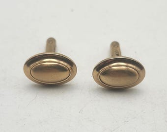 Gemelos ovalados de tono dorado de calidad vintage, joyería para hombre, accesorio formal de mediados de siglo, regalo de boda para novio, firmado por la herencia.