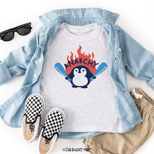 Anarchy Penguin Toddler Shirt: Funny Punk Alt Kid Tee