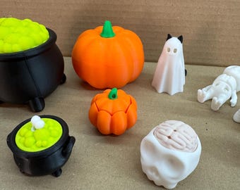 3D Printed Halloween Fidget Clicker – Skull, Pumpkin, Cauldron