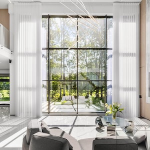 Custom Smart Curtains for Large Windows | Sheer 2-in-1 Drapery & Blinds | Motorized Track