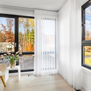 Custom Sliding Door Shades  | 2-in-1 Curtains & Blinds | White Light Filtering Drapes