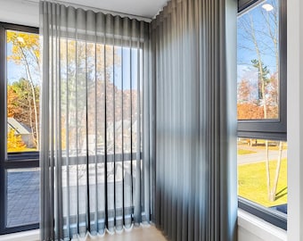 Motorized Blackout Sheer vertical Curtains with Blind privacy Smart home & commercial Soil-resistant Custom Sheer Shades  Privacy Sheers