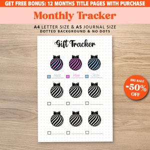 Gift TRACKER, Printable Journal Page, Planner Page, Emotions Tracker, Daily Mood Tracker, Track Mood, Journal Template