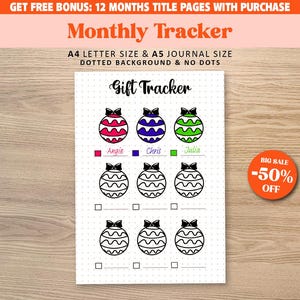 Gift TRACKER, Printable Journal Page, Planner Page, Emotions Tracker, Daily Mood Tracker, Track Mood, Journal Template