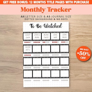 To be watched TRACKER, Printable Journal Page, Planner Page, Emotions Tracker, Daily Mood Tracker, Track Mood, Journal Template