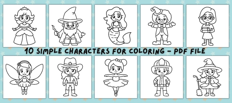 Creative Simple Characters Cute Simple Characters Coloring Book by Maycontaincolor - Etsy