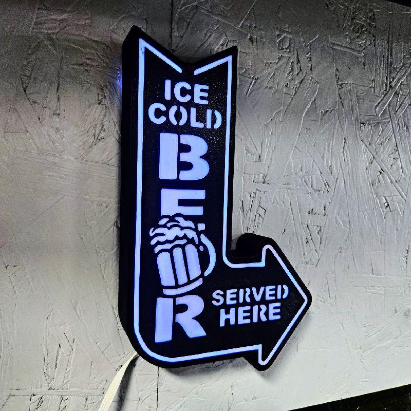 Ice Cold Beer “served Here” LED Lightbox Bar Sign – 9.2