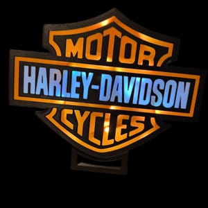 Custom Harley Davidson Wall Art - 3D Printed Lightbox with Stand, iconic harley gift