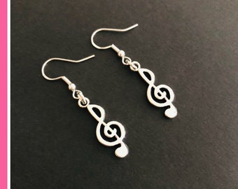Music gifts, music jewellery, musician earrings for women, treble clef, musical instrument gift
