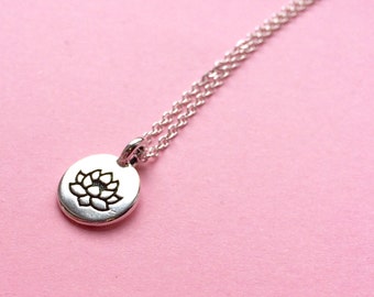 Lotus Flower Necklace Connector Charm Silver Chain Bohemian Floral Flowers Girly