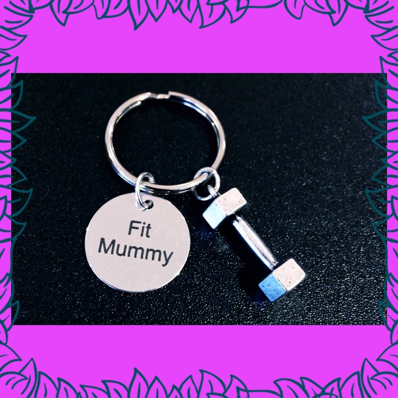 Mum Christmas gift, secret santa for women, fitness keyring for her image 1