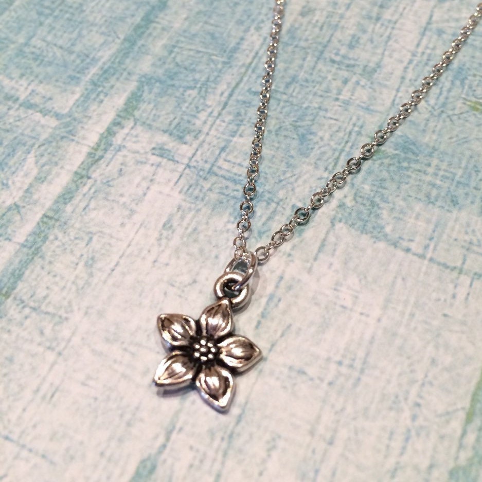 Jasmine Flower Necklace Small Silver Flower Jewellery Etsy