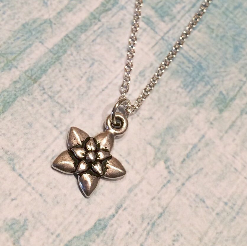 Jasmine Flower Necklace Small Silver Flower Jewellery Etsy
