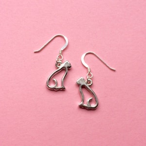 Cat earrings, Christmas gift for her, secret Santa women, stocking filler, silver cat jewellery