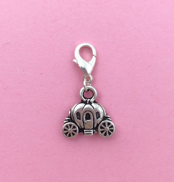 Silver pumpkin carriage clip on charm princess jewelry | Etsy