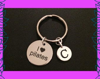 Pilates gift, personalised pilates teacher instructor gift idea, fitness letter charm keyring