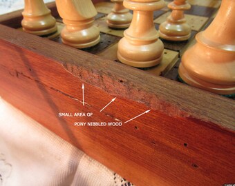 XCEPTIONAL !!!!!!!!!  Wormy Chestnut Chess Set in wood reclaimed from 1830's Ohio Barn Beams .sku 265