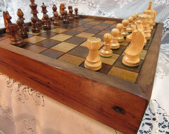 Chess Set in Reclaimed Chestnut Barn Wood,sku 271