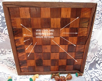 Incredible Chess Set from Reclaimed 1830's Barn Wood, Wormy Chestnut, sku 258