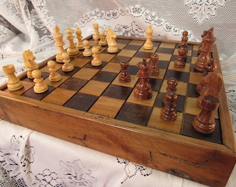 Chess Set in Reclaimed Chestnut Barn Wood