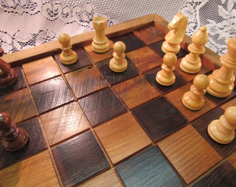 Chess Set in Reclaimed Chestnut Barn Wood