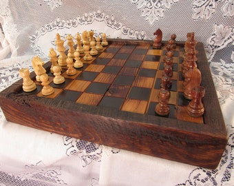 Chess Set from Reclaimed Barn Wood