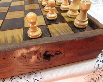 Chess Set in Reclaimed Chestnut Barn Wood