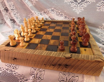 Chess Set in Reclaimed Chestnut Barn Wood