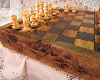 Chess Set Reclaimed Tobacco Barn Wood sku 379