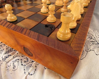 CHERRY Chess Set in Reclaimed Cherry barn Wood