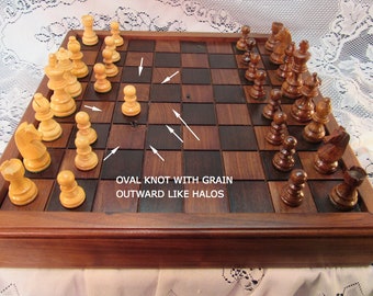 Walnut Chess Set , From Salvaged 1830's Barn Wood, High Quality Carved Chess Pieces sku48W