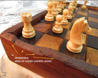 Pony Nibbled Barn Wood Chess Set, Heirloom Quality Chess Set sku 237