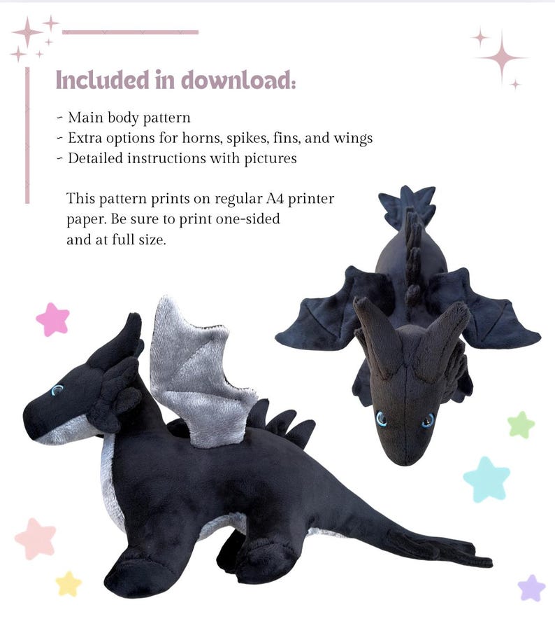 Plush Dragon Sewing Pattern - Classic Dragon - Etsy