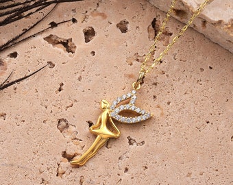 14K Gold Angel Pendant Necklace: Guardian Jewelry