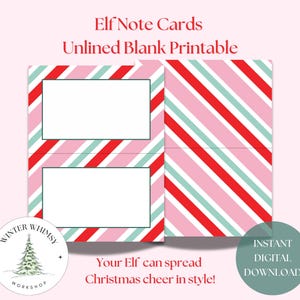 de correspondance Elf (sans doublure) imprimables | Cartes à message vierges pour les Fêtes | EOTS Holly Jolly Christmas Téléchargement numérique instantané