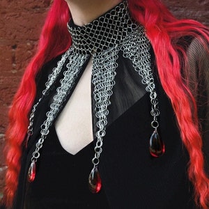 Chainmail Medieval Jester Collar, Handmade Long Clown Necklace