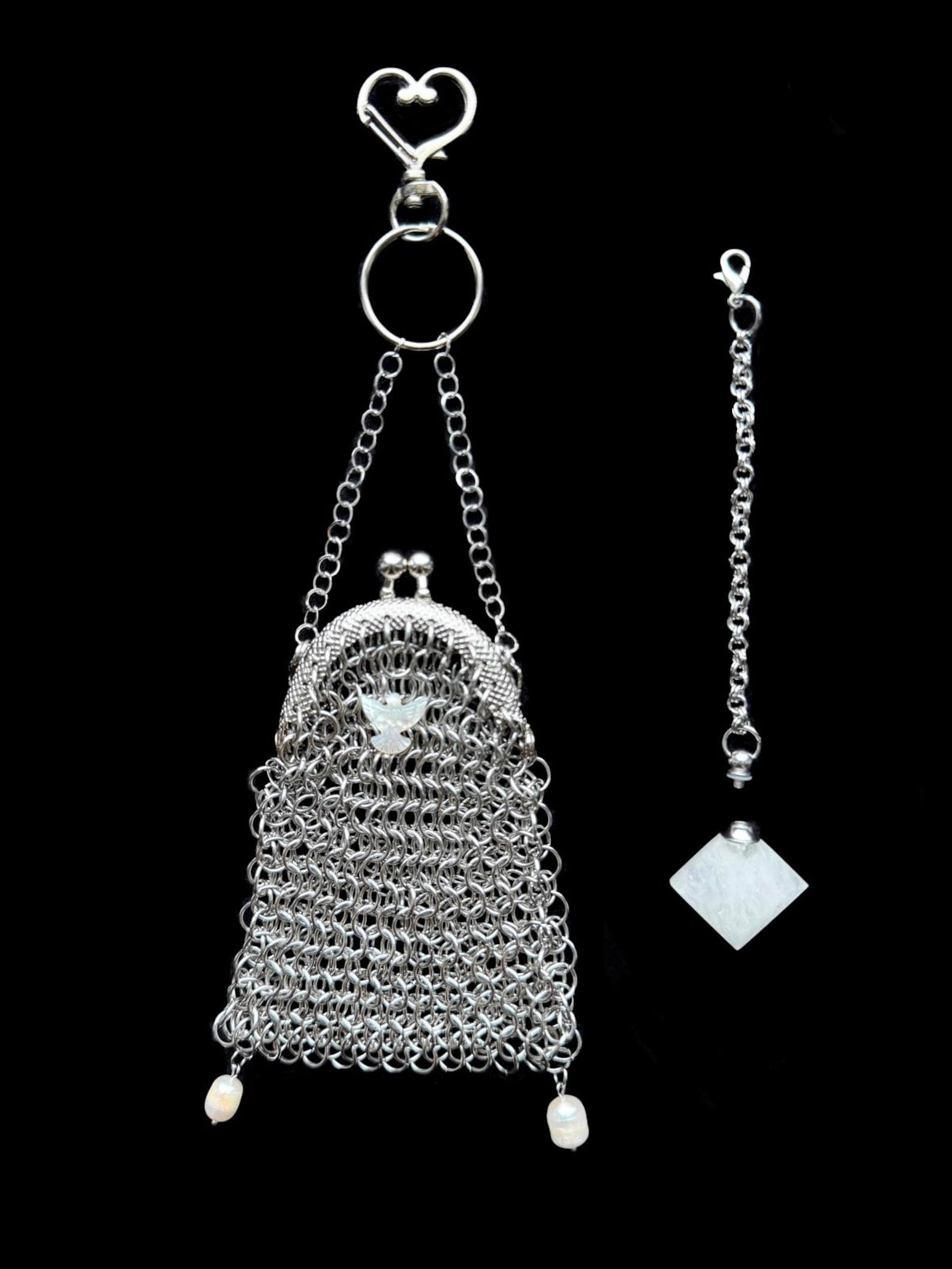 Chainmail Lipstick Belt Pouch With Quartz Perfume Bottle, Handmade ...
