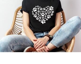 Corazón de pata de gato, corazón de gato, pata de gato, camiseta de gato, regalo de mamá gata, camiseta de amante de los gatos, camiseta divertida de gato, camiseta de gato lindo, camiseta de gato loco, camiseta