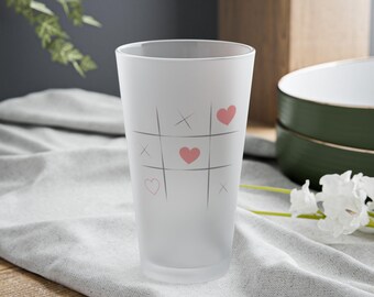 Vaso de pinta esmerilado con forma de corazón en forma de tres en raya