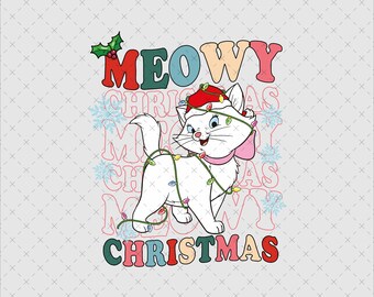Gato navideño PNG SVG, maullido navideño, gorro de Papá Noel (archivos digitales)