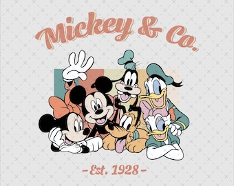 Retro Mickey and Friends PNG, Disneyland Digital Download
