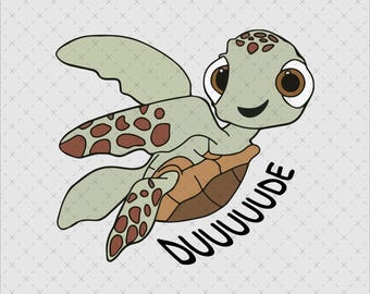 Cartoon Sea Turtle Clipart, Dude Design (PNG, SVG)